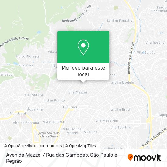 Avenida Mazzei / Rua das Gamboas mapa