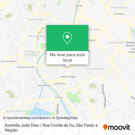Avenida João Dias / Rua Conde de Itu mapa