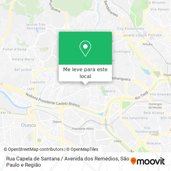 Rua Capela de Santana / Avenida dos Remédios mapa