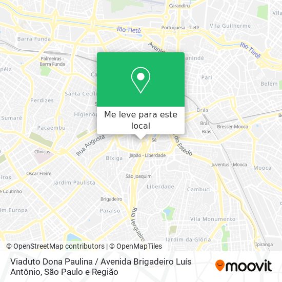 Viaduto Dona Paulina / Avenida Brigadeiro Luís Antônio mapa