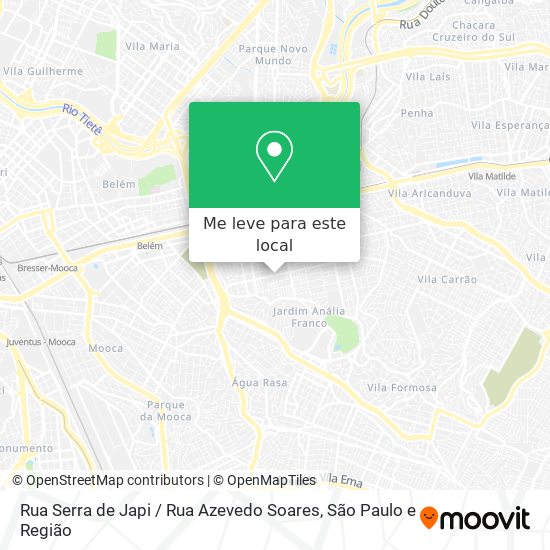 Rua Serra de Japi / Rua Azevedo Soares mapa