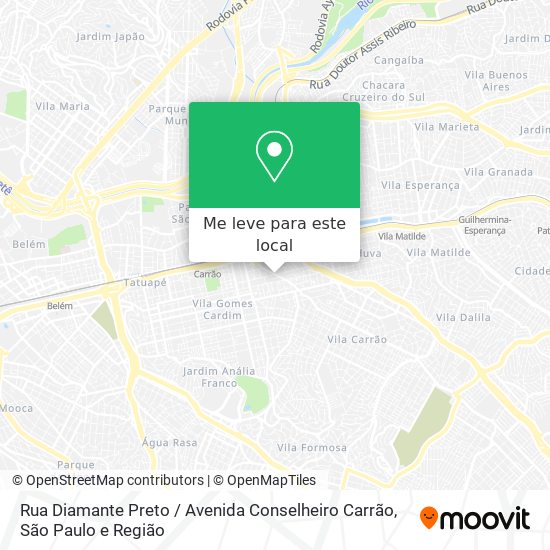 Rua Diamante Preto / Avenida Conselheiro Carrão mapa