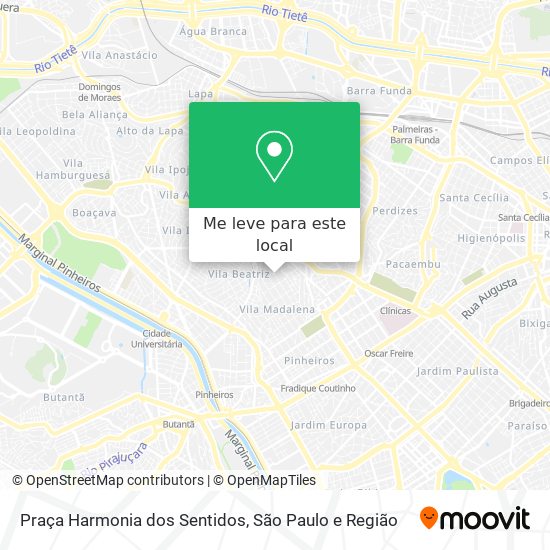 Praça Harmonia dos Sentidos mapa