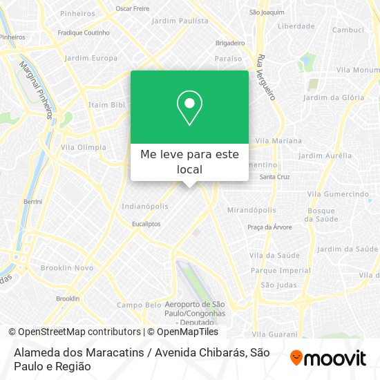 Alameda dos Maracatins / Avenida Chibarás mapa