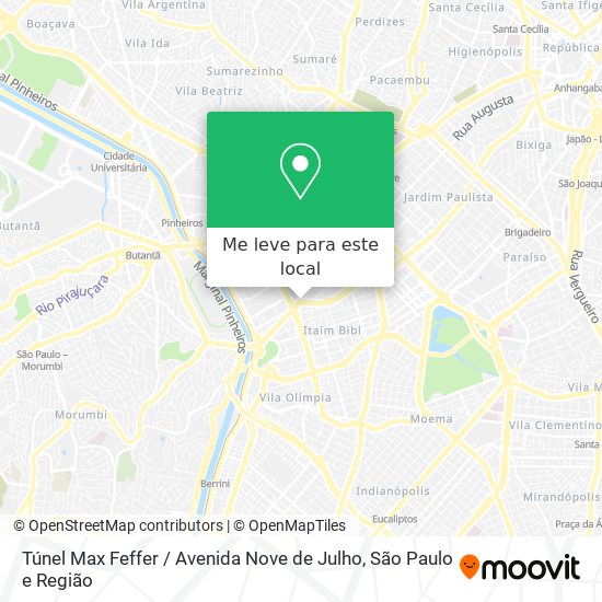 Túnel Max Feffer / Avenida Nove de Julho mapa