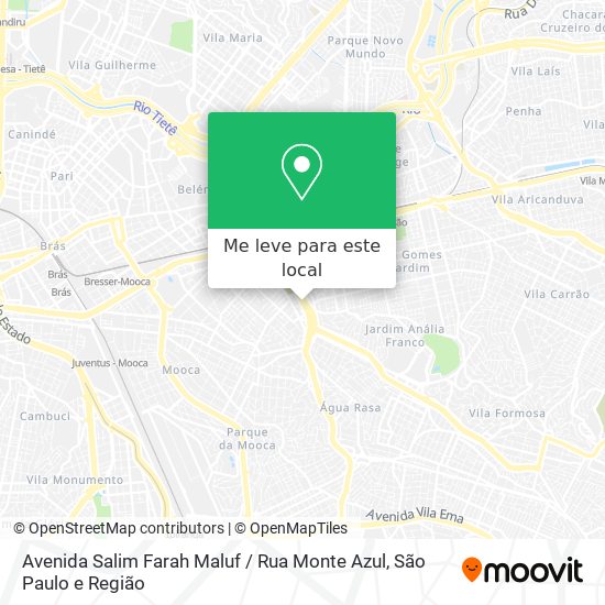 Avenida Salim Farah Maluf / Rua Monte Azul mapa