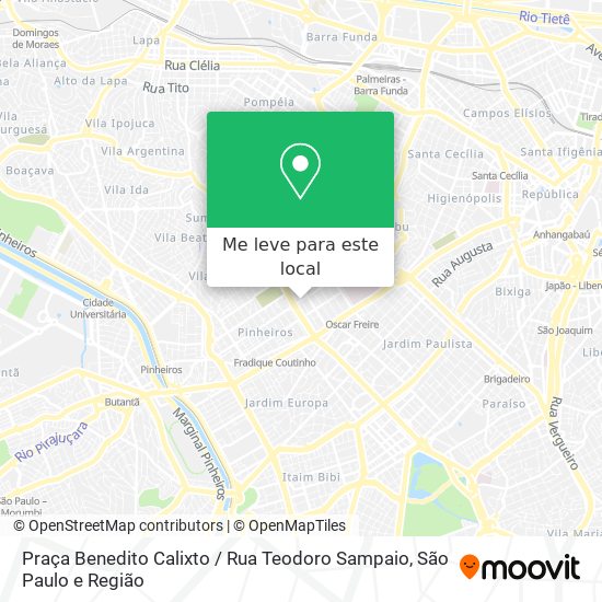 Praça Benedito Calixto / Rua Teodoro Sampaio mapa
