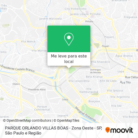 PARQUE ORLANDO VILLAS BOAS - Zona Oeste - SP mapa
