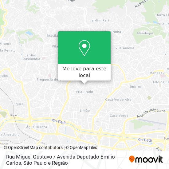 Rua Miguel Gustavo / Avenida Deputado Emílio Carlos mapa