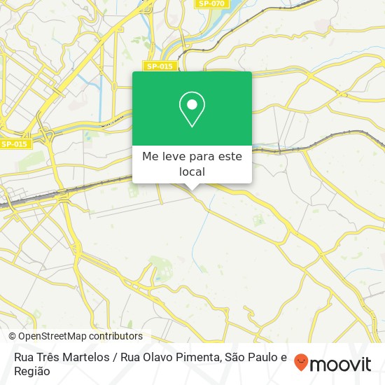 Rua Três Martelos / Rua Olavo Pimenta mapa