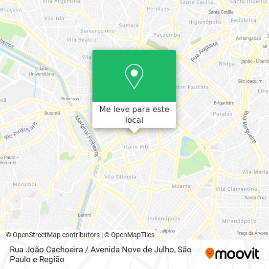 Rua João Cachoeira / Avenida Nove de Julho mapa