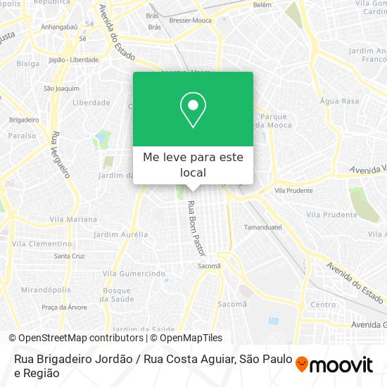 Rua Brigadeiro Jordão / Rua Costa Aguiar mapa