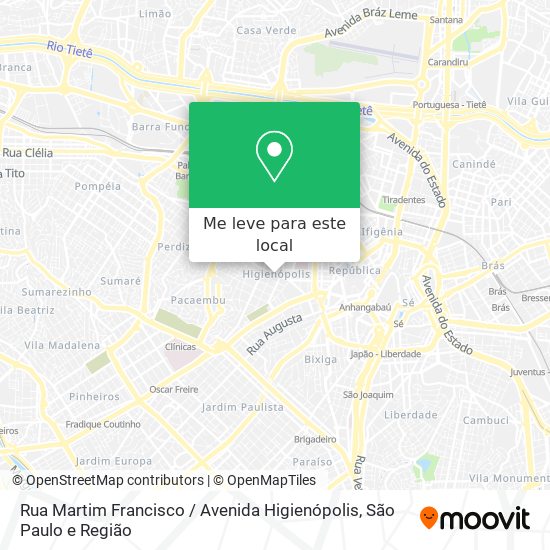 Rua Martim Francisco / Avenida Higienópolis mapa