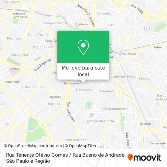 Rua Tenente Otávio Gomes / Rua Bueno de Andrade mapa