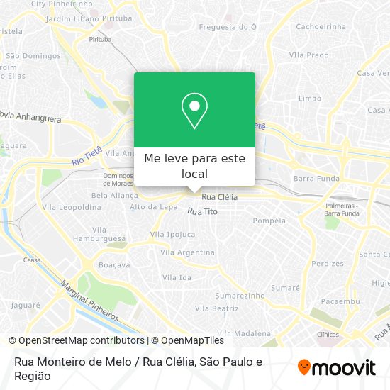 Rua Monteiro de Melo / Rua Clélia mapa