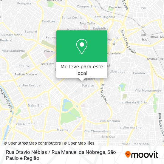 Rua Otavio Nébias / Rua Manuel da Nóbrega mapa