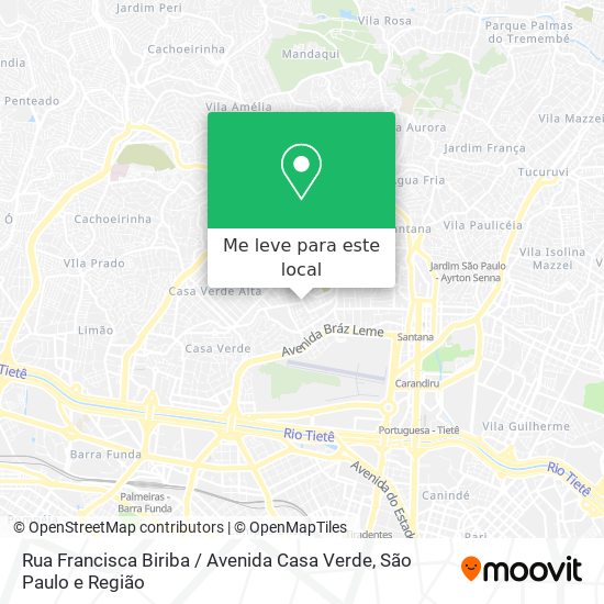 Rua Francisca Biriba / Avenida Casa Verde mapa