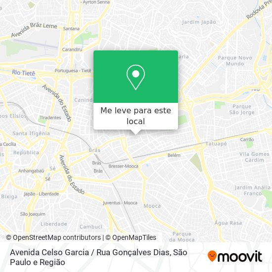 Avenida Celso Garcia / Rua Gonçalves Dias mapa