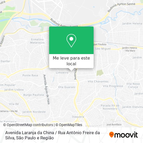 Avenida Laranja da China / Rua Antônio Freire da Silva mapa