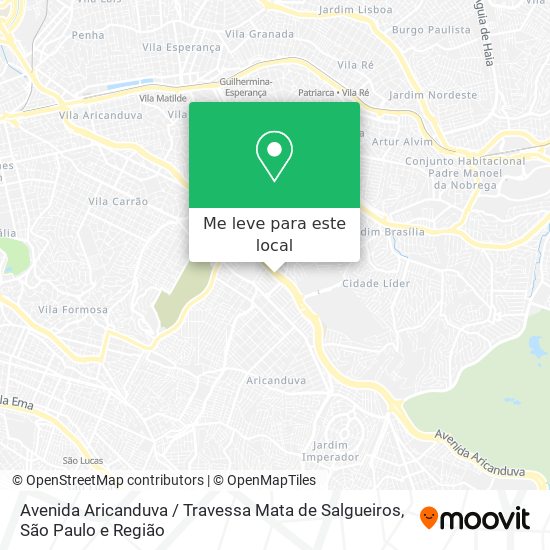 Avenida Aricanduva / Travessa Mata de Salgueiros mapa