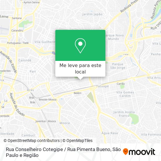Rua Conselheiro Cotegipe / Rua Pimenta Bueno mapa