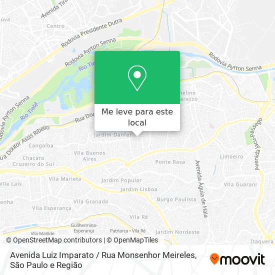 Avenida Luiz Imparato / Rua Monsenhor Meireles mapa