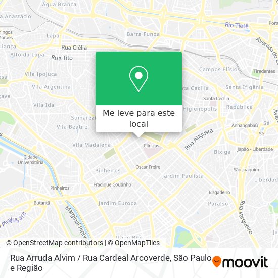 Rua Arruda Alvim / Rua Cardeal Arcoverde mapa