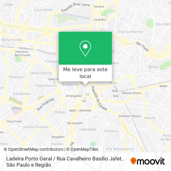 Ladeira Porto Geral / Rua Cavalheiro Basílio Jafet mapa