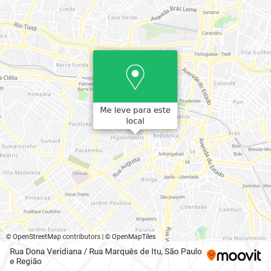 Rua Dona Veridiana / Rua Marquês de Itu mapa