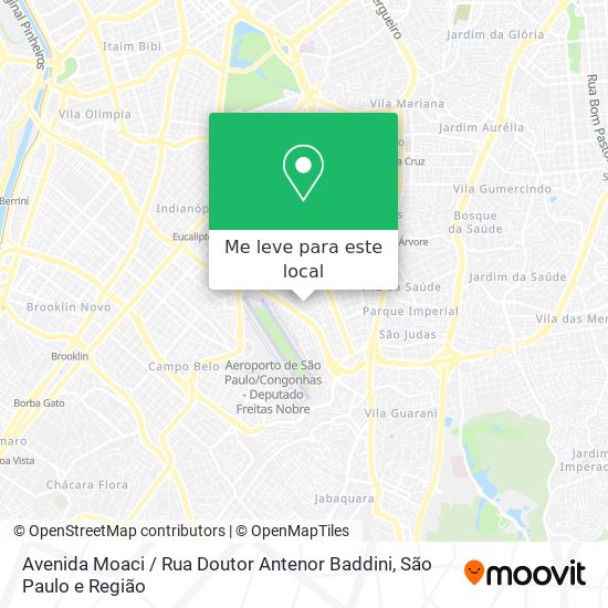 Avenida Moaci / Rua Doutor Antenor Baddini mapa