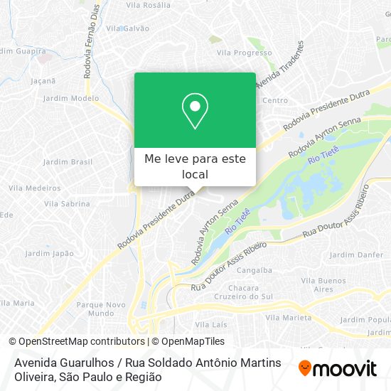 Avenida Guarulhos / Rua Soldado Antônio Martins Oliveira mapa