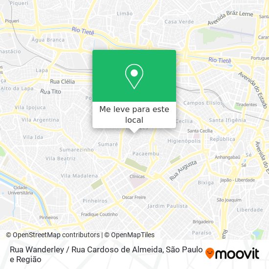 Rua Wanderley / Rua Cardoso de Almeida mapa