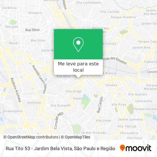 Rua Tito 53 - Jardim Bela Vista mapa