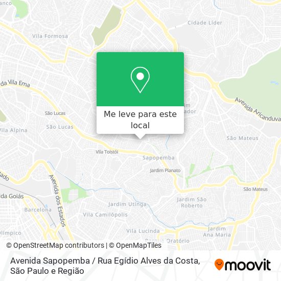 Avenida Sapopemba / Rua Egídio Alves da Costa mapa