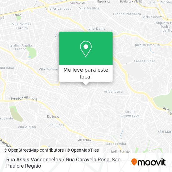 Rua Assis Vasconcelos / Rua Caravela Rosa mapa