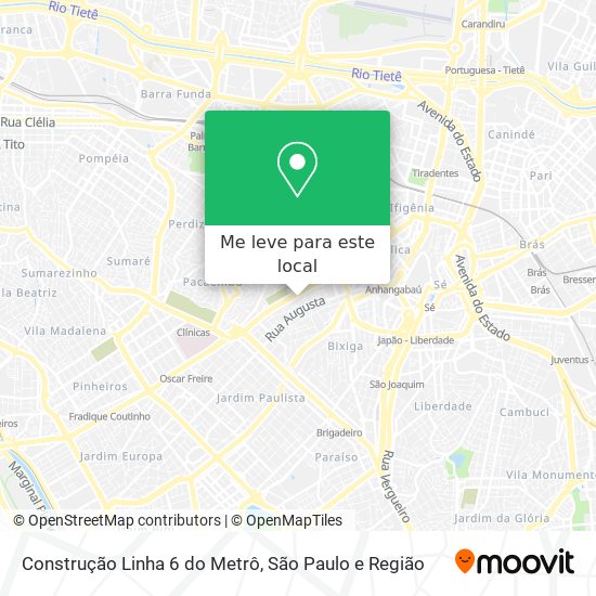Construção Linha 6 do Metrô mapa