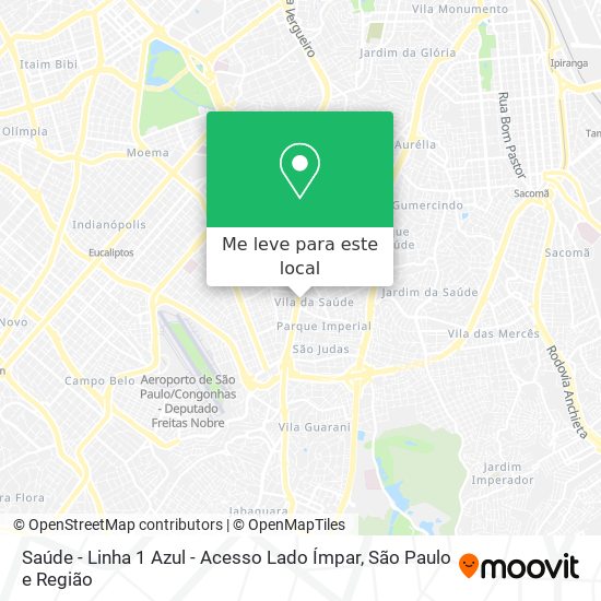 Saúde - Linha 1 Azul - Acesso Lado Ímpar mapa