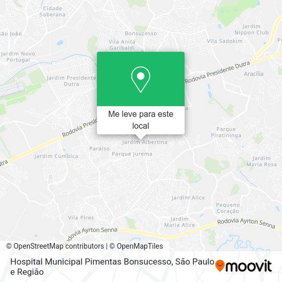 Hospital Municipal Pimentas Bonsucesso mapa
