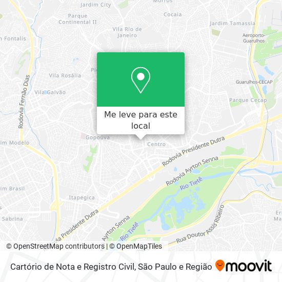 Cartório de Nota e Registro Civil mapa