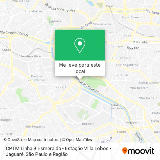 CPTM Linha 9 Esmeralda - Estação Villa Lobos - Jaguaré mapa