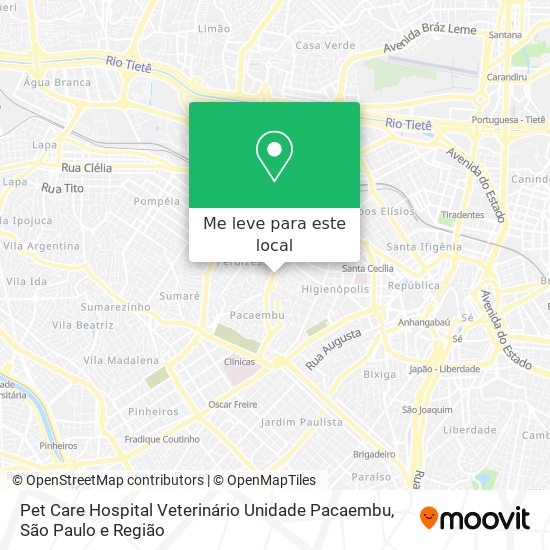 Pet Care Hospital Veterinário Unidade Pacaembu mapa