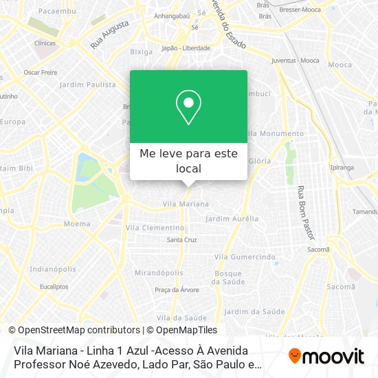 Vila Mariana - Linha 1 Azul -Acesso À Avenida Professor Noé Azevedo, Lado Par mapa