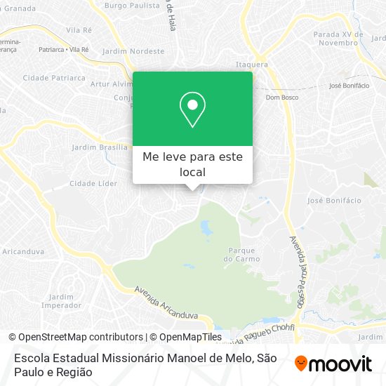 Escola Estadual Missionário Manoel de Melo mapa