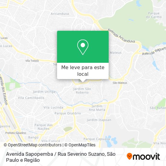 Avenida Sapopemba / Rua Severino Suzano mapa