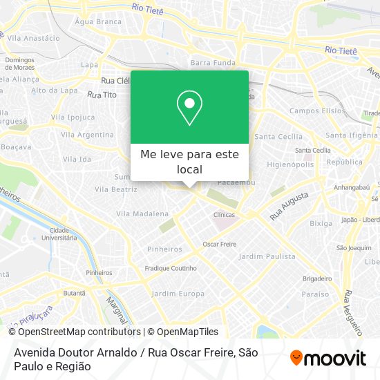 Avenida Doutor Arnaldo / Rua Oscar Freire mapa