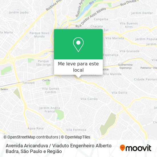 Avenida Aricanduva / Viaduto Engenheiro Alberto Badra mapa