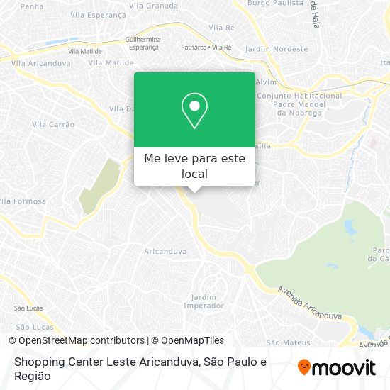 Shopping Center Leste Aricanduva mapa
