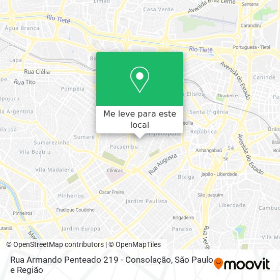 Rua Armando Penteado 219 - Consolação mapa