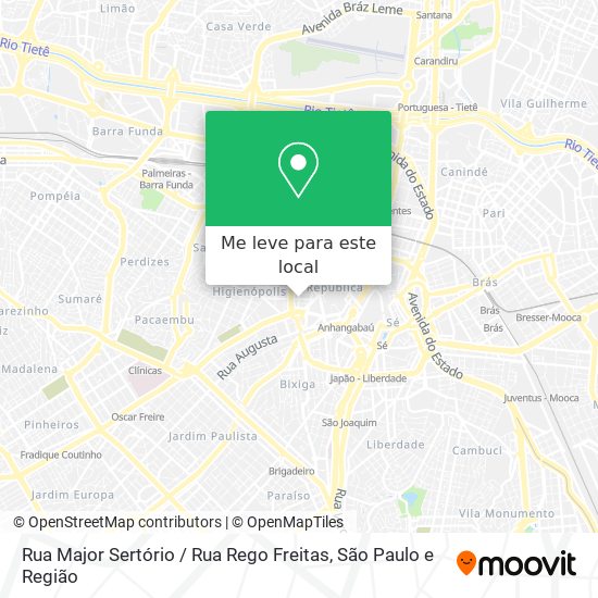 Rua Major Sertório / Rua Rego Freitas mapa