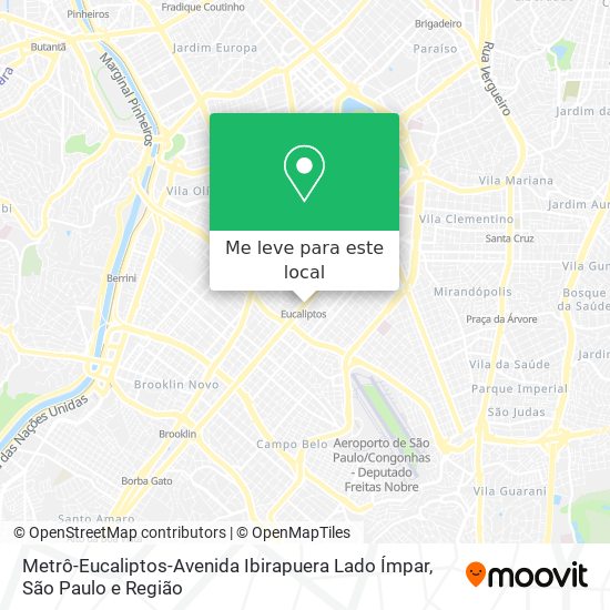 Metrô-Eucaliptos-Avenida Ibirapuera Lado Ímpar mapa